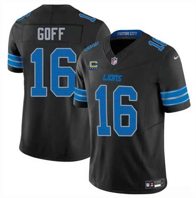 Men & Women & Youth Detroit Lions #16 Jared Goff Black 2024 F.U.S.E. With 4-Star C Patch 2nd Alternate Vapor Limited Stitched Jersey